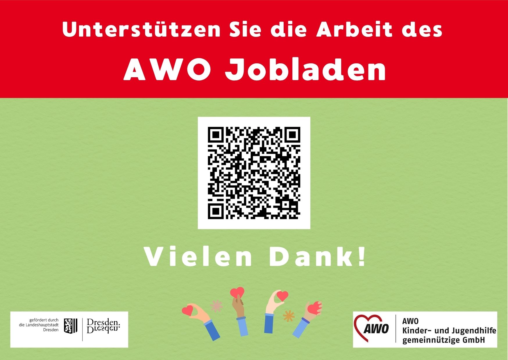 Spende an den Jobladen? Direkt in Banking App Code scannen.