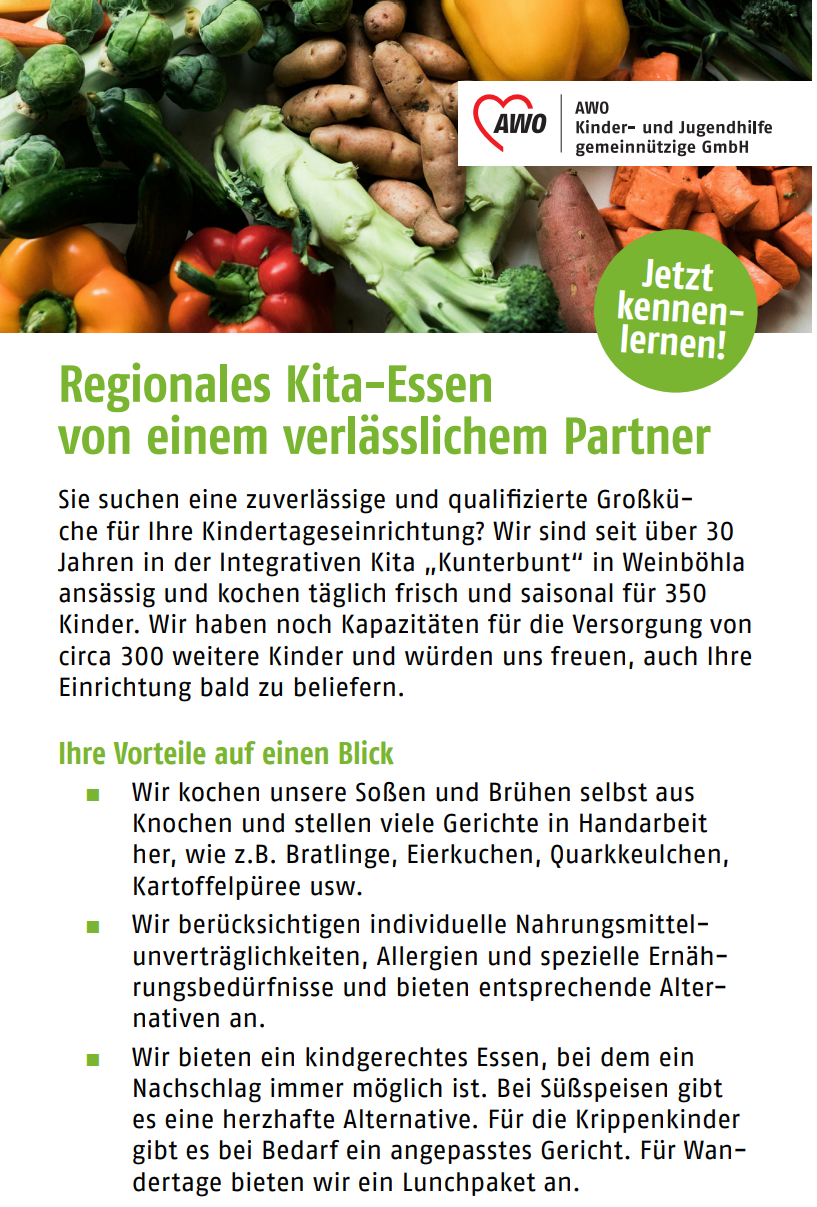 Unser Essensangebot für Kitas in der Region