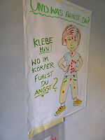 Plakat mit Comicfigur